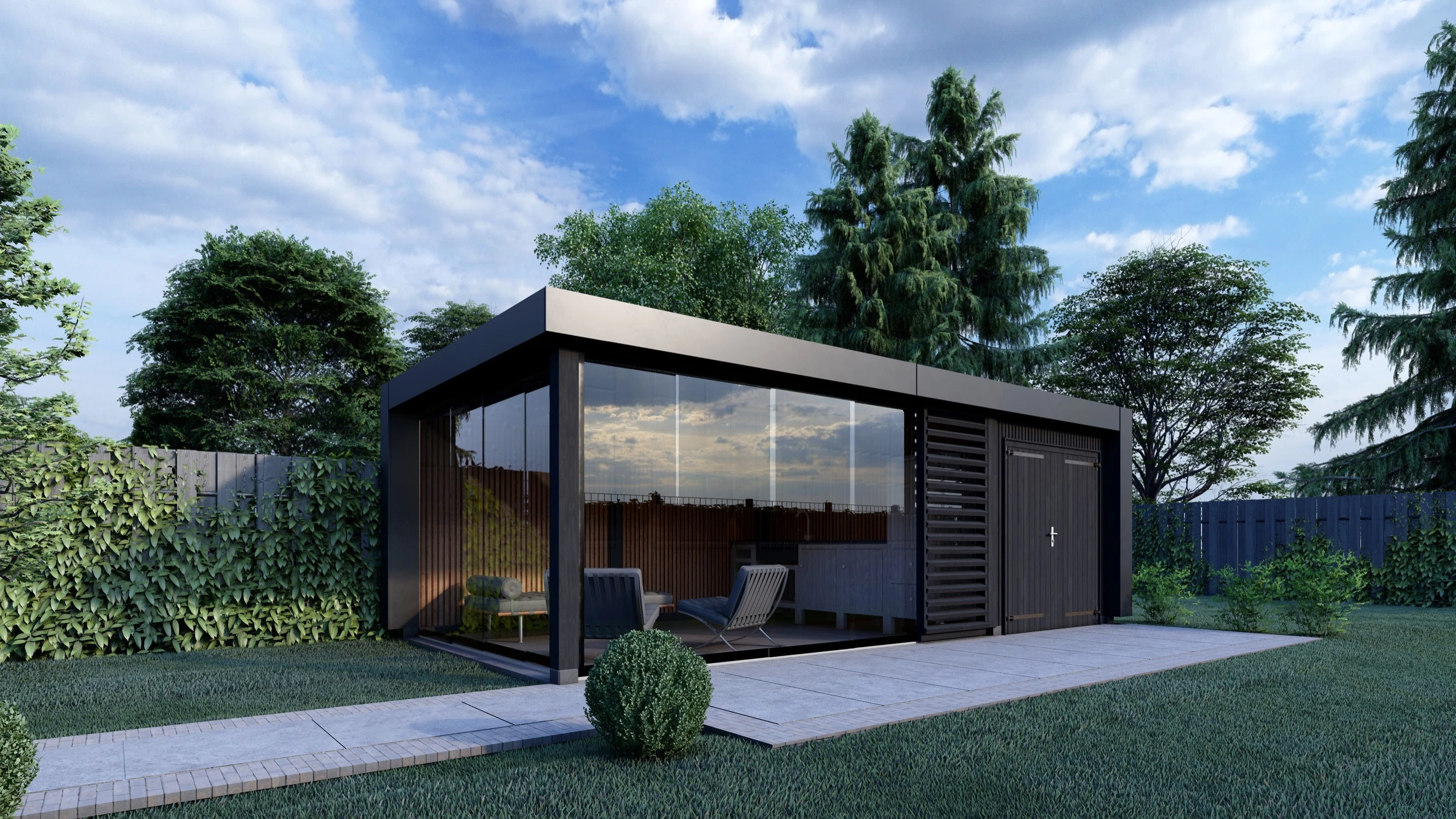 Trendhout Verona Overkapping 520 x 400 cm Lariks/Douglas Blank - Plat Dak Rechts - Afbeelding 3